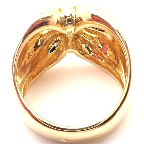 Rare! Authentic Van Cleef & Arpels 18k Yellow Gold Diamond Bow Design Band Ring - Picture 5 of 9